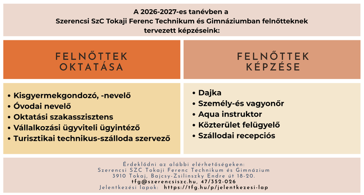 2026-27 tanévben indítandó képzéseink