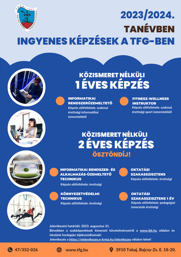 2023/2024 tanévben ingyenes képzések